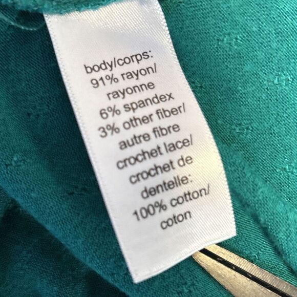 Maurices Women's Teal Green Sheer Beaded Tank Top Crochet Sequin Lace M Keyhole - Picture 10 of 10